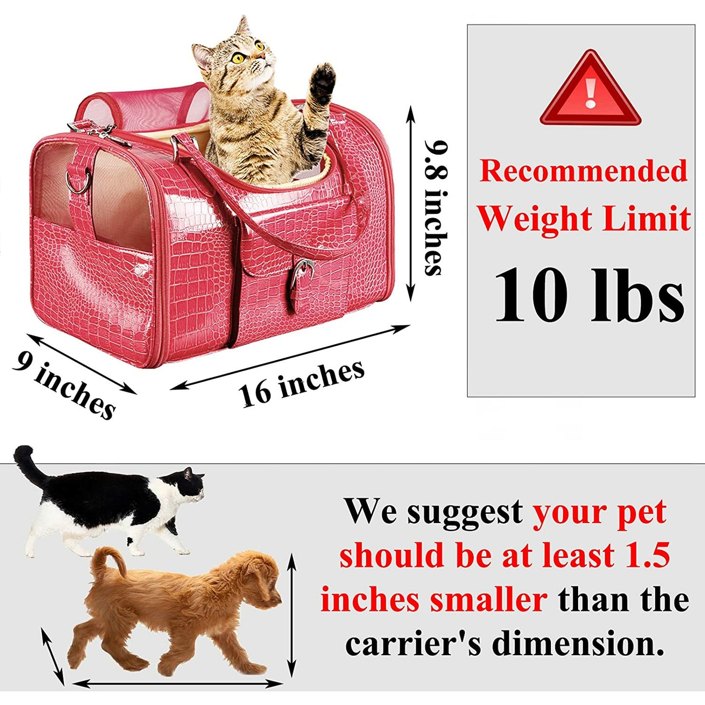 Pet Carrier Purse with Shoulder Strap (Holds Up to 10lbs)