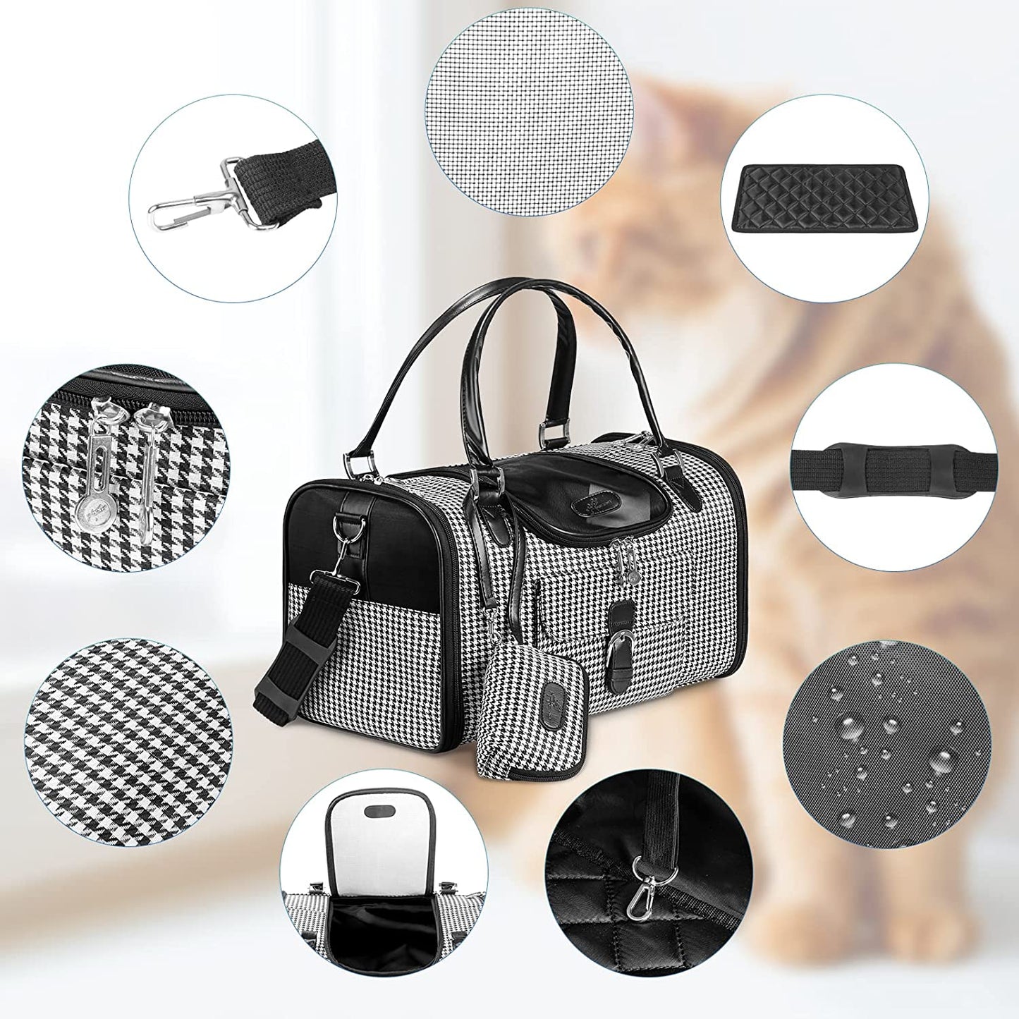 Pet Carrier Purse with Shoulder Strap (Holds Up to 10lbs)