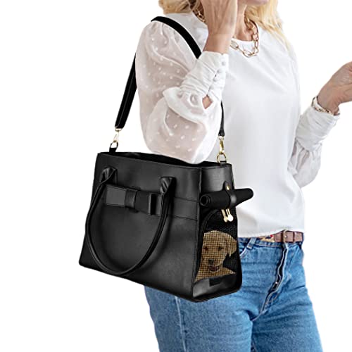 Pet Carrier Purse with Shoulder Strap (Black, Holds Up to 10lbs)