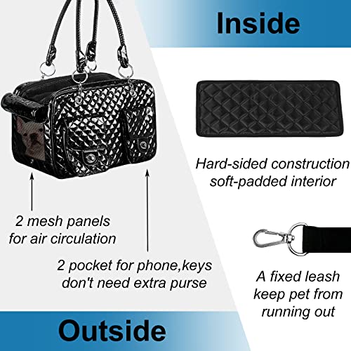 Pet Carrier Purse, 2 Pockets (Black, Holds Up to 10lbs)