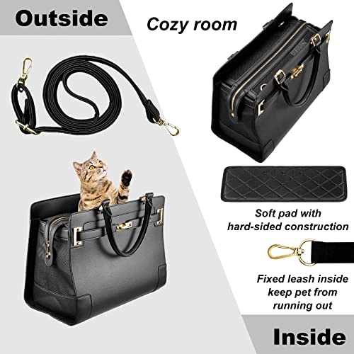 Pet Carrier Purse with Shoulder Strap (Black, Holds Up to 8lbs)